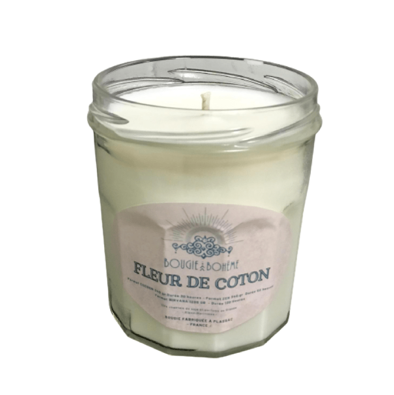 Bougie parfumée Fleur de Coton (340g) Bougie Bohême vrac-zero-dechet-ecolo-saint-andre-cubza