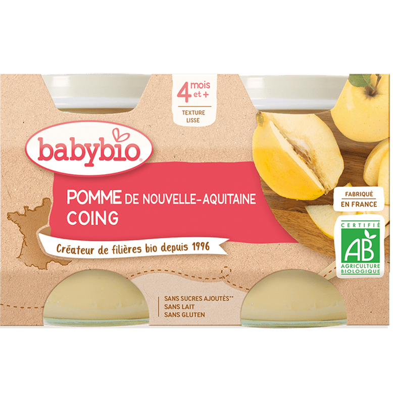 Pot bébé 4 mois pomme coing BIO - 2x130g Baby Bio vrac-zero-dechet-ecolo-toulouse