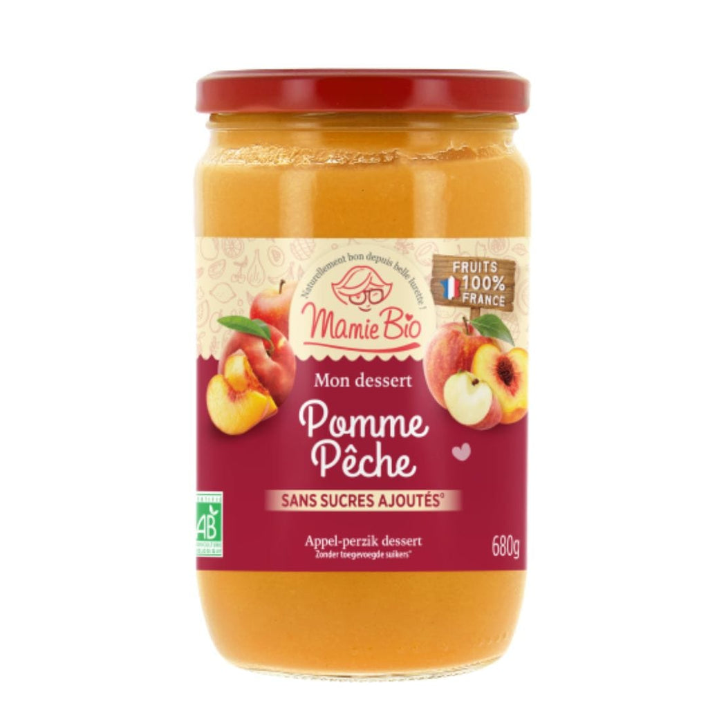 Purée Pomme Pêche sans sucres ajoutés (680g) - BIO Mamie bio vrac-zero-dechet-ecolo-saint-andre-cubza