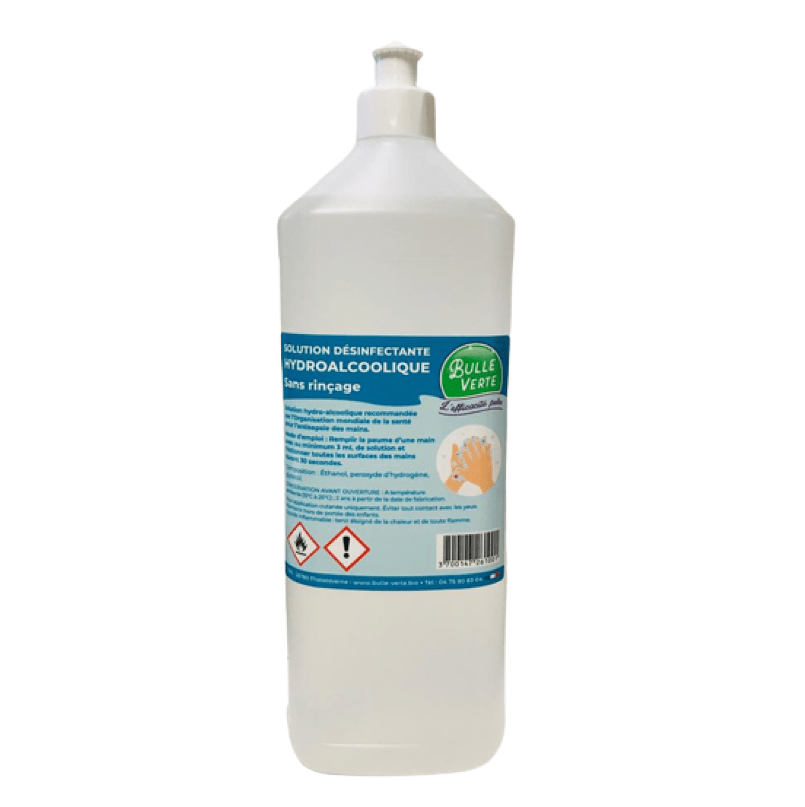 SUPER PROMO - Solution hydroalcoolique pour mains & surfaces (1L) - BIO Bulle Verte vrac-zero-dechet-ecolo-saint-andre-cubza